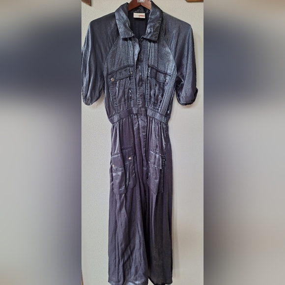 Samant Chauhan Utility Midi Dress Gun Metal Simmer Womens size S - Picture 1 of 10